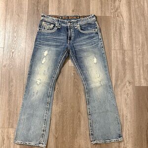 Rock Revival Light Blue Bootcut Jeans Troy slim bootcut
